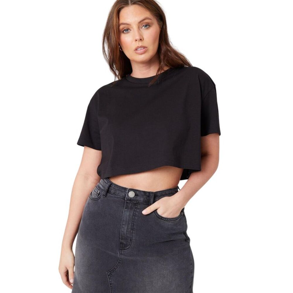 Be You Womens/Ladies Crew Neck Regular Crop T-Shirt / Black